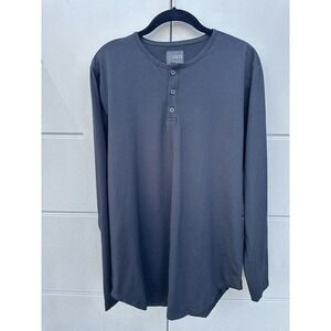 Cuts Men’s Black Elongated Hem henley T-shirt long sleeve Soft Jersey Large NEW